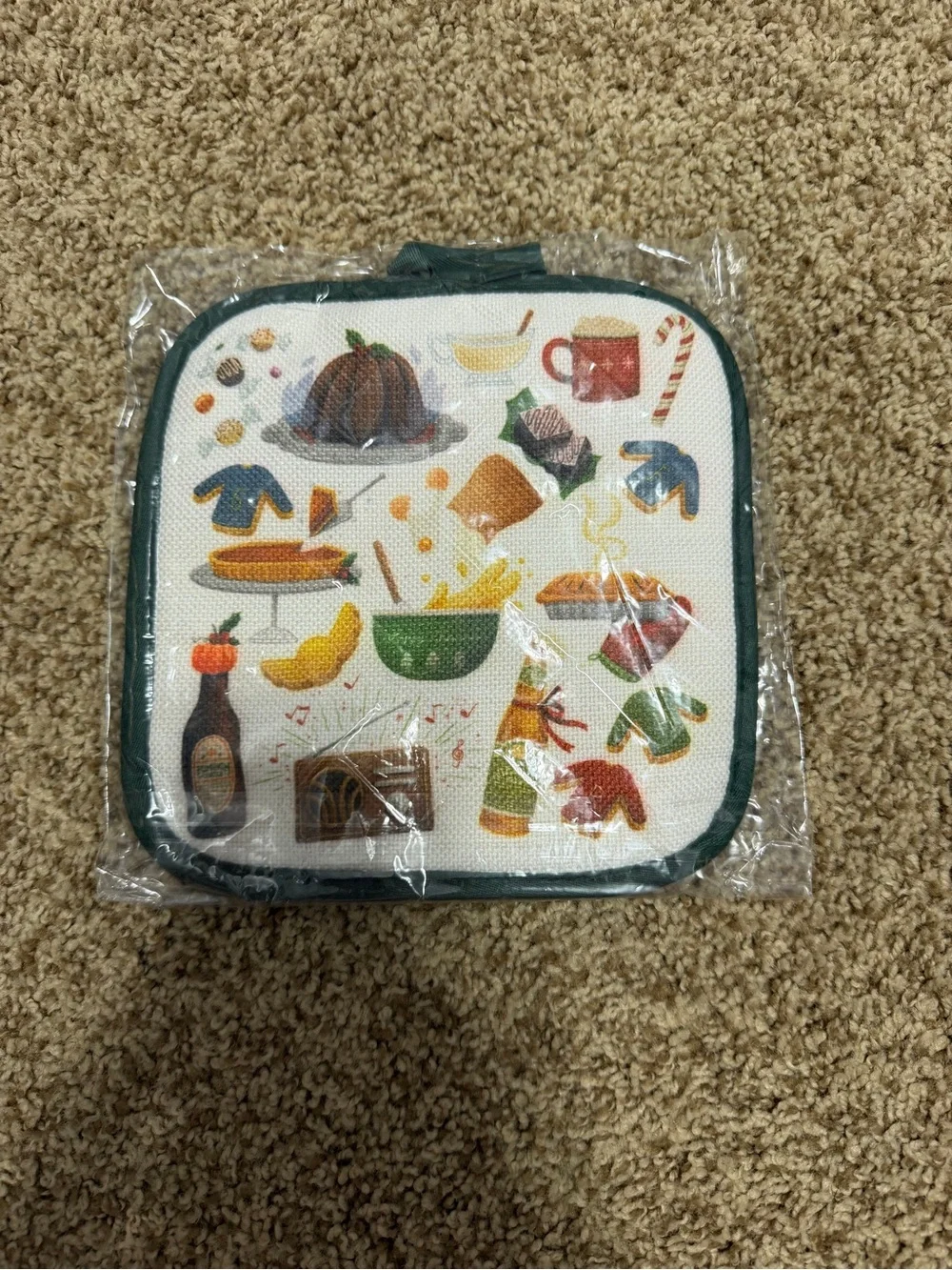 Harry Potter Pattern Pot Holder - Cream & Green